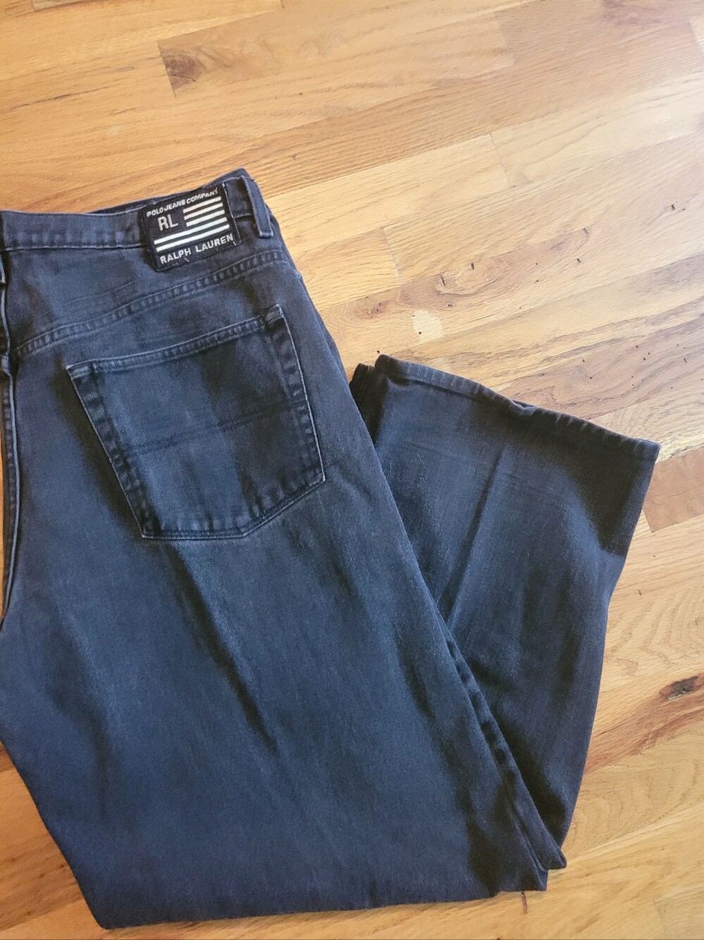 Polo Ralph Lauren Banner Jeans Men's 38x30  Black Straight-Leg Jeans Y2k Vintage
